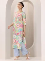 Multi Printed Silk Blend Straight Kurta - Image 2