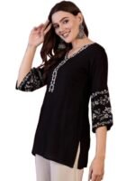 Short Kurti for Women | Indian Women's Tunics Tops | Rayon Top with 3/4 Designer Sleeves | Kurta Shirt Top for Ladies