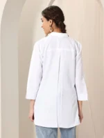 White Cotton Blend Straight Short Kurti - Image 3